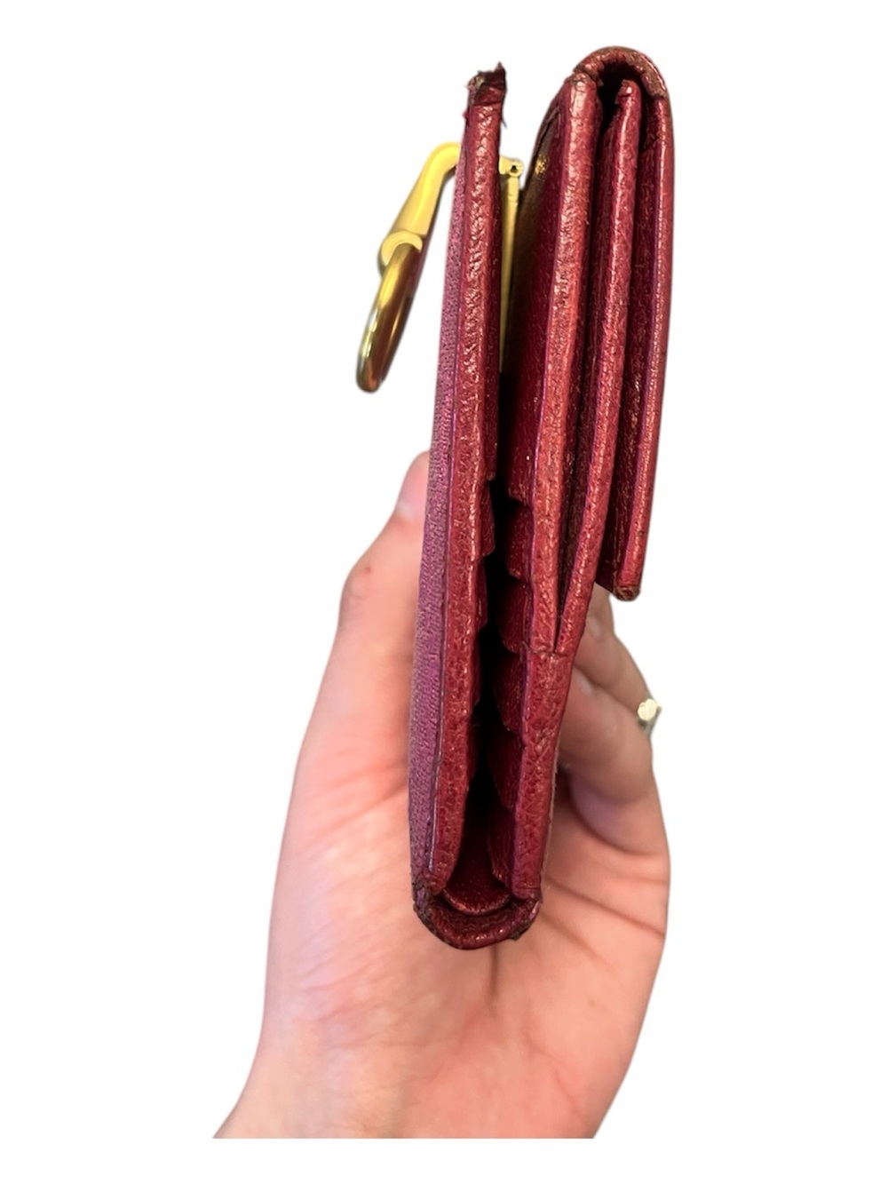 Gucci Vintage GG Canvas Horsebit Ring Trifold Wallet Burgundy Red - Picture 11 of 11